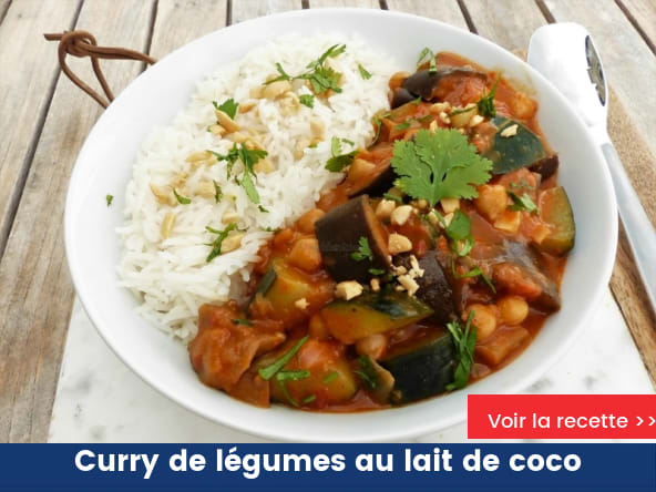 Curry de légumes végétalien au lait de coco